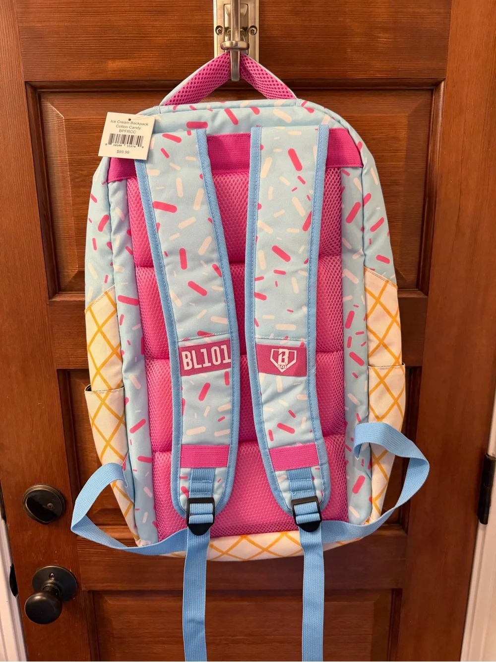 New W/ Tags Baseball 101 Cotton Candy Sprinkle Ice Cream Backpack - Blue & Pink